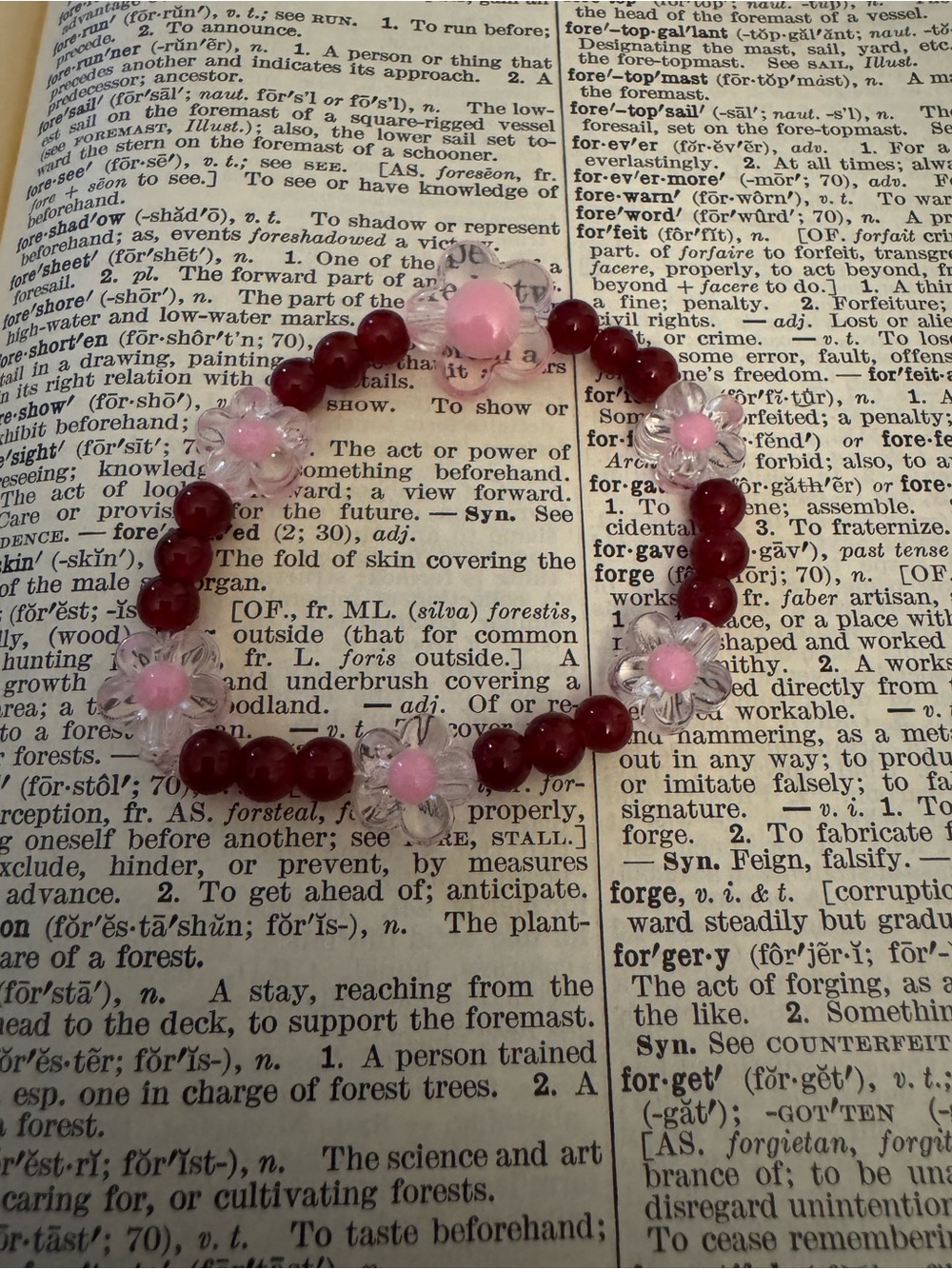 Anthropologie Pink and Red Beaded Stretch Bracelet